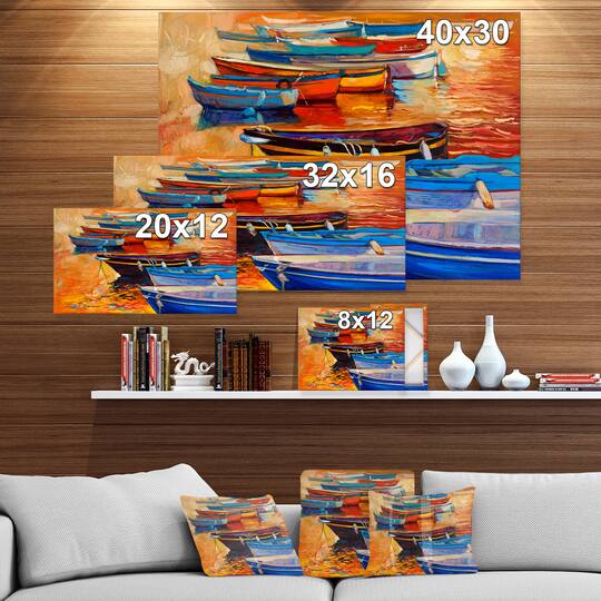 Designart - Wooden Boats in Calm Water
